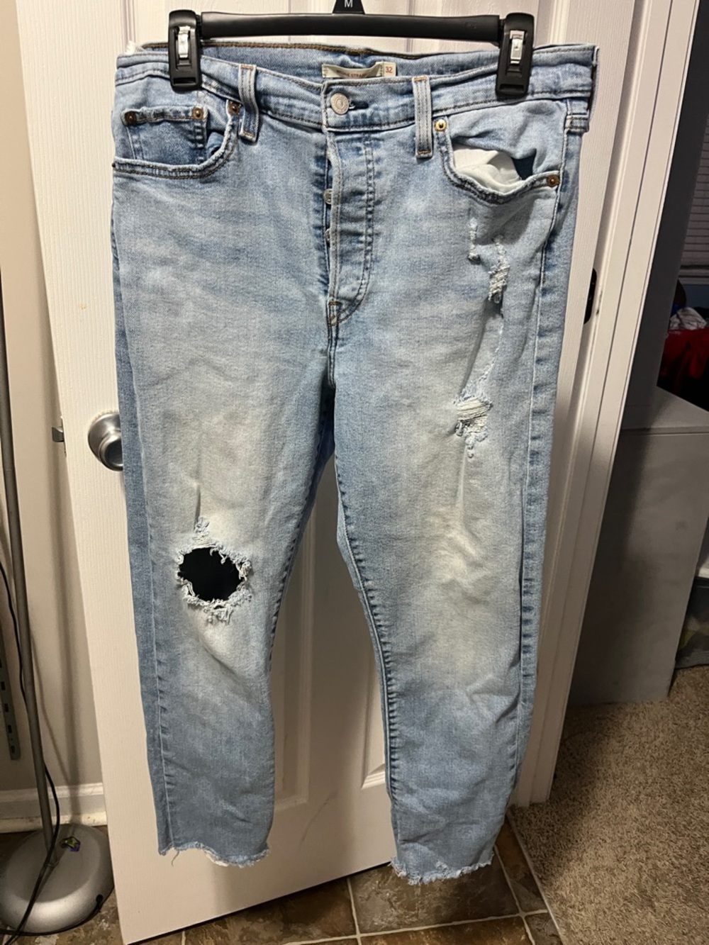 Levi's Light Wash Slim Straight Distressed Jeans